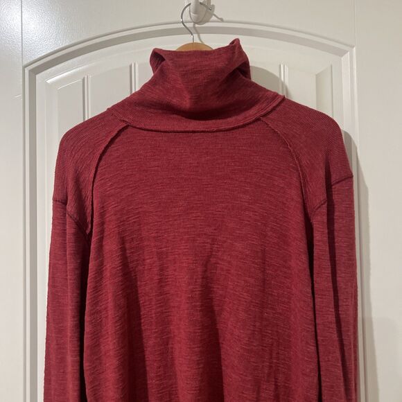 We the Free People Dark Burnt Orange Brown Cowl Split Back Turtleneck Sweater L - Picture 5 of 11
